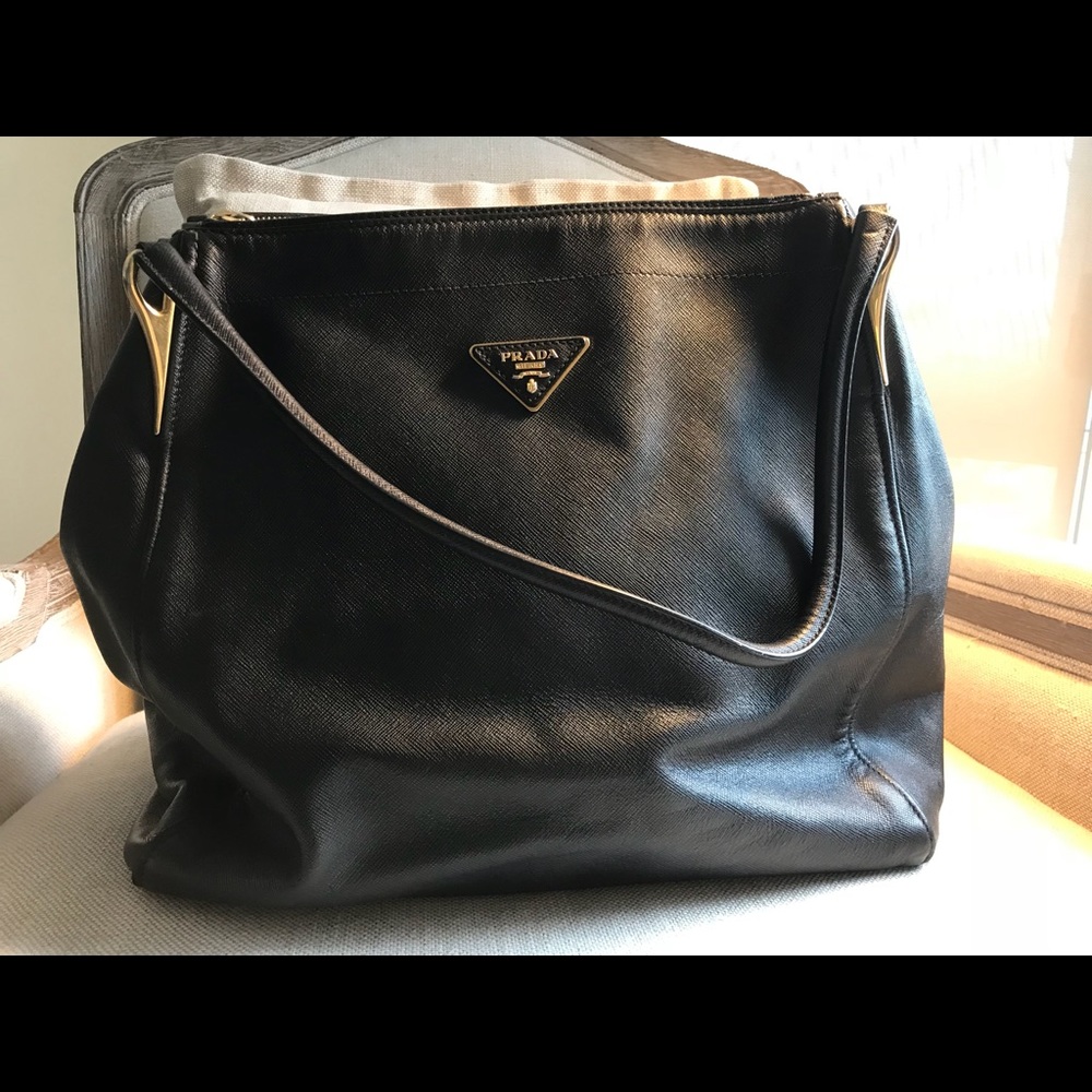 Prada Double Zip Shoulder Handbag
